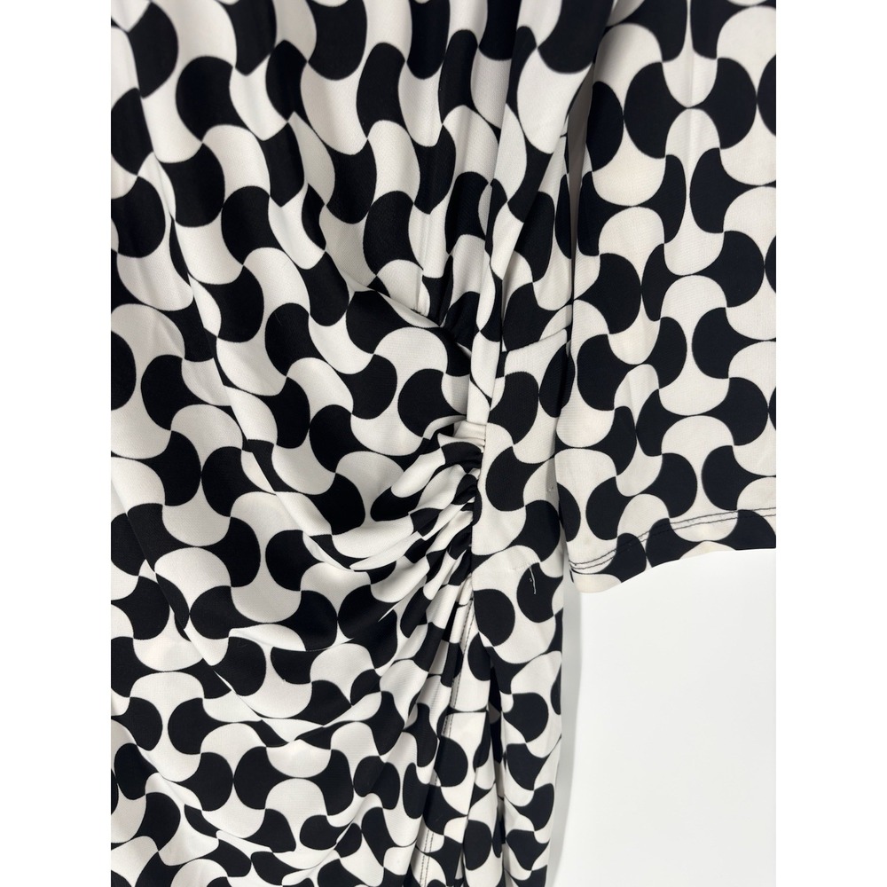 Talbots Geometric Stretch Midi Dress Size 1X Ruched Flowy Office Modest Church - Picture 11 of 12